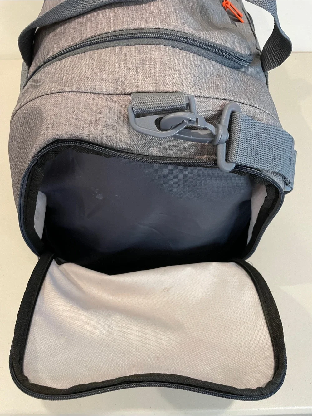 adidas Defender IV Duffel Bag Canvas Gray Orange Medium Gym Travel Luggage